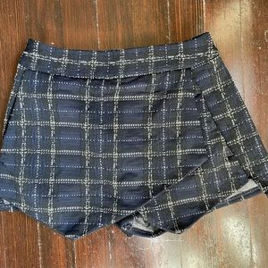 Aqua Womens Plaid Envelope Hem Skort